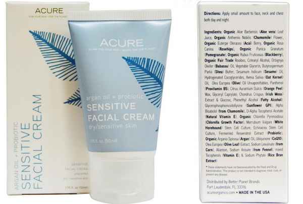 Acure Organics, Sensitive Facial Cream, Argan Oil + Probiotic, Unscented - 